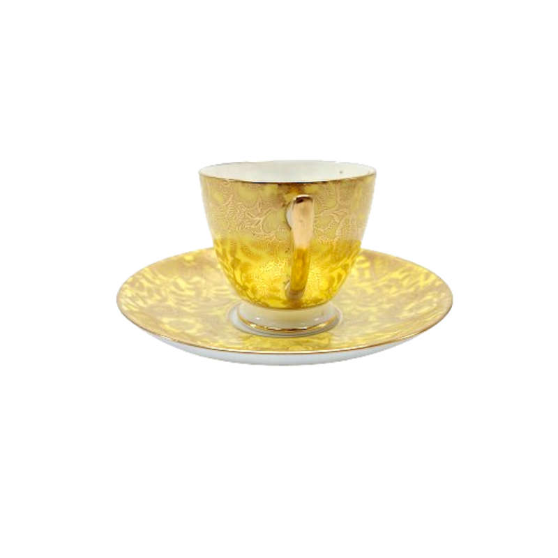 Minton Brocade Yellow Gold Gilded H5066 Cup and Saucer Duo