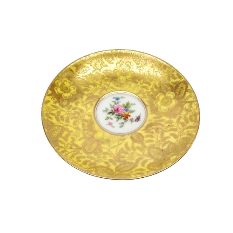 Minton Brocade Yellow Gold Gilded H5066 Cup and Saucer Duo