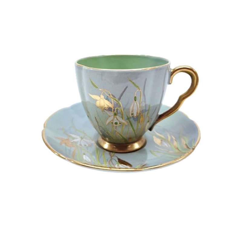 Carlton Blue with Snowdrops Cup and saucer Duo