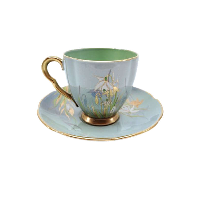 Carlton Blue with Snowdrops Cup and saucer Duo