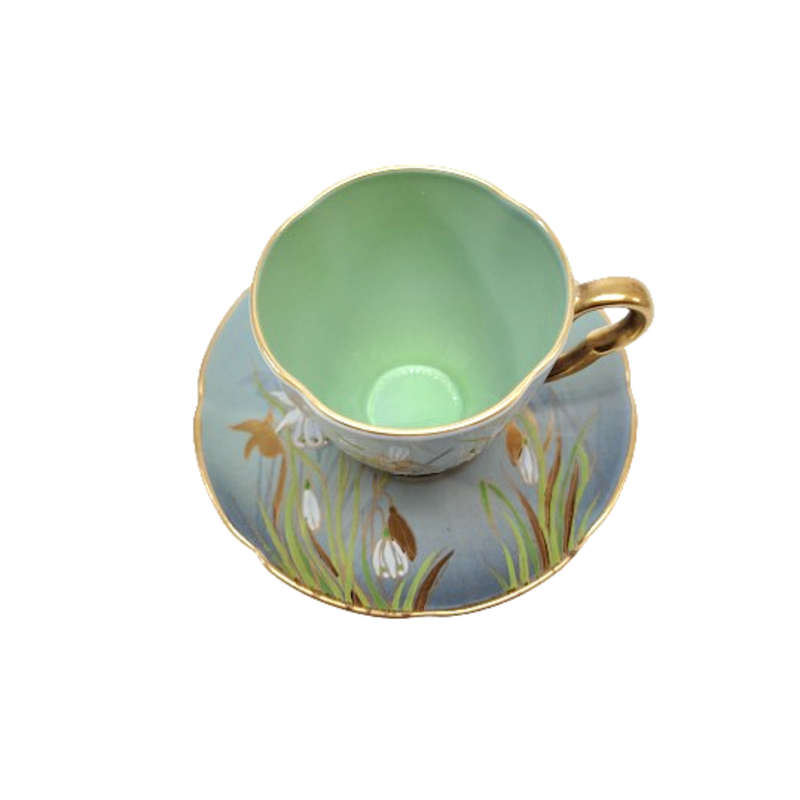Carlton Blue with Snowdrops Cup and saucer Duo
