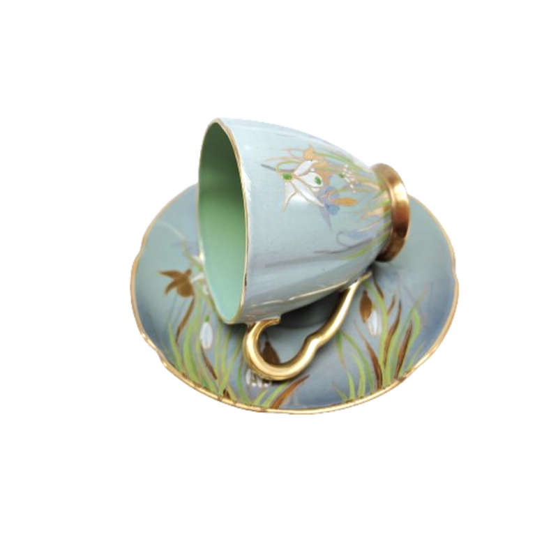 Carlton Blue with Snowdrops Cup and saucer Duo