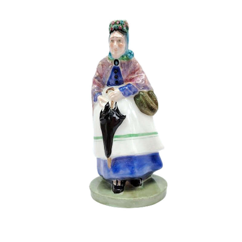 Crown Staffordshire England China Old Lady with Umbrella Figurine