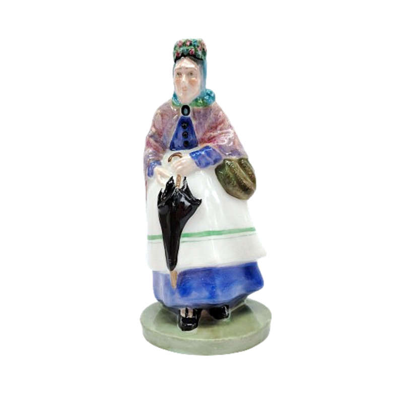 Crown Staffordshire England China Old Lady with Umbrella Figurine
