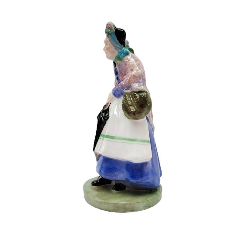 Crown Staffordshire England China Old Lady with Umbrella Figurine