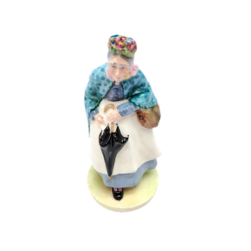 Crown Staffordshire England China Old Lady with Umbrella Figurine