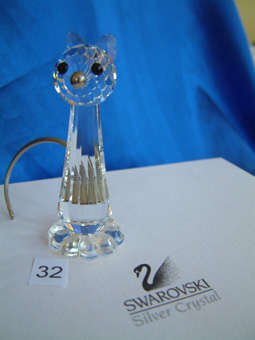 GENUINE Swarovski Silver Crystal Tall Cat