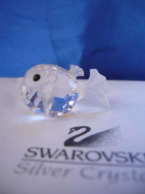 Swarovski Crystal Mini  Blowfish -  Block Logo.