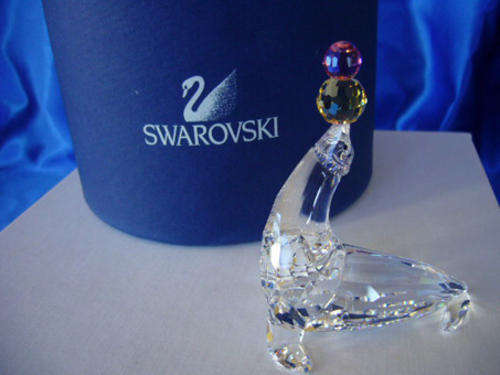 GENUINE SWAROVSKI  Playing Seal Boxed
