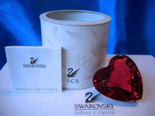 Swarovski Silver Crystal Retired Large Red Heart