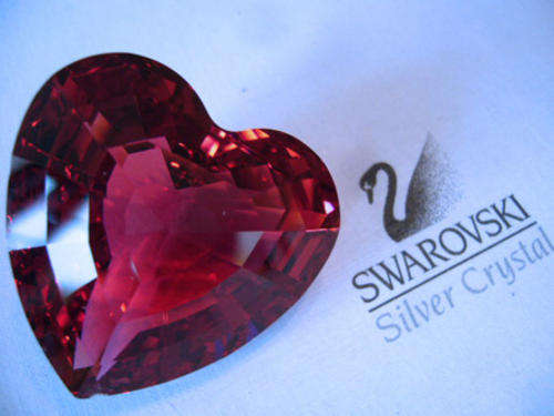 Swarovski Silver Crystal Retired Large Red Heart
