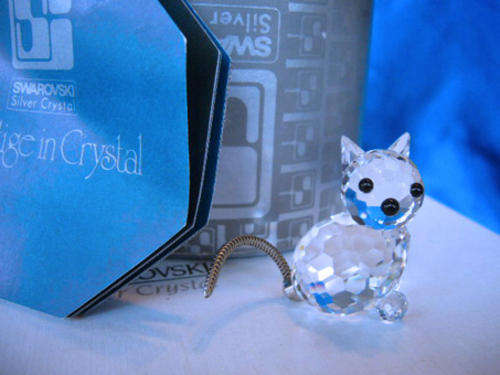 SWAROVSKI CAT - RETIRED CRYSTAL GLASS ANIMAL 1980s