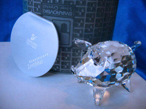 Swarovski Crystal Large Pig with Crystal tail Very Rare