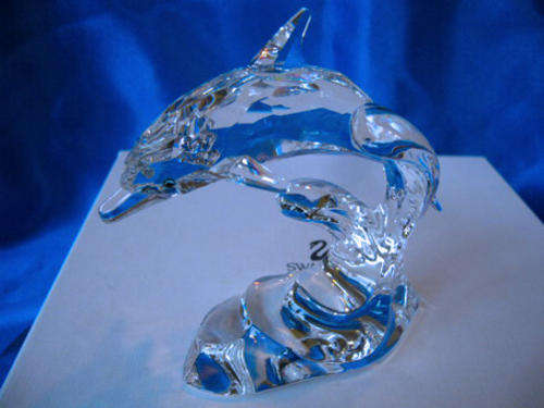 SWAROVSKI CRYSTAL DOLPHIN ON A WAVE RETIRED