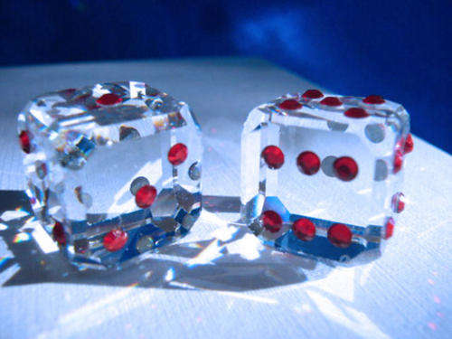 Swarovski Crystal Dice (2) Red MIB (RARE)