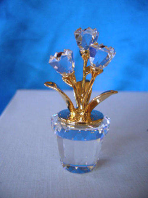 Swarovski Crystal Memories Moments Vase of Flowers Gold Plated