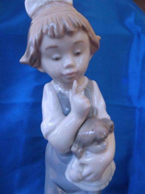 Nao by Lladro Porcelain Figure ~ Girl with Doll ~ entitled "Hush"