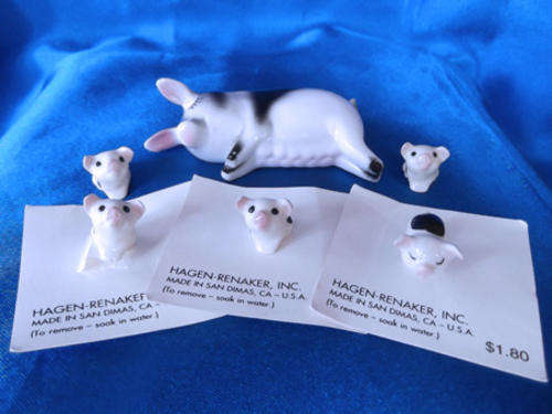 Vintage Hagen Renaker Mother  Pig and Piglets