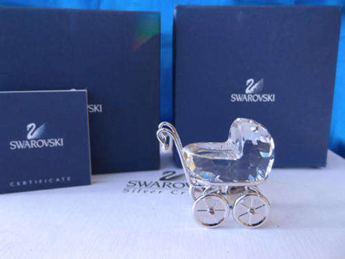 GENUINE Rhodium Swarovski Silver Crystal Memories Pram