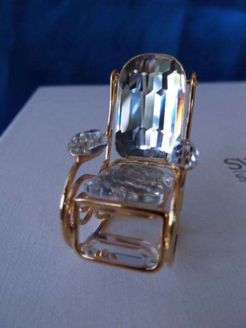 SWAROVSKI CRYSTAL MEMORIES MOMENTS ROCKING CHAIR GOLD PLATED