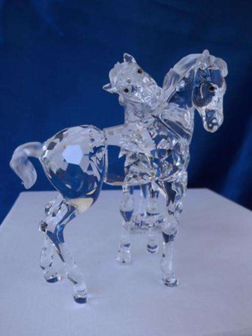 SWAROVSKI CRYSTAL FOALS IN CLEAR CRYSTAL - RARE & RETIRED MIB
