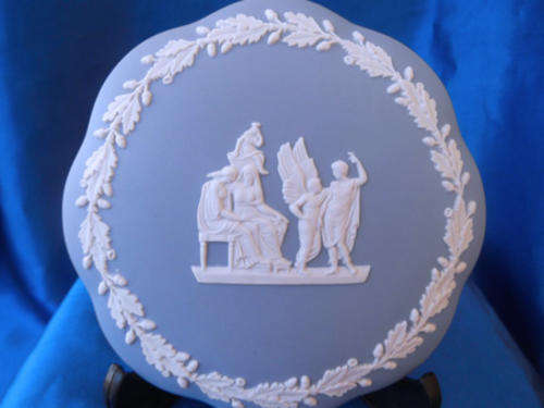 Vintage Wedgwood Jasper Blue Large Powder Pot  #