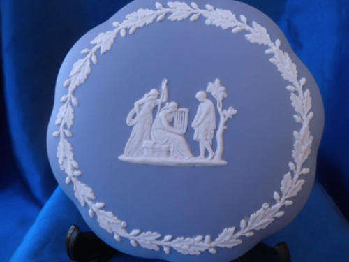 Vintage Wedgewood Jasper Blue Large Powder Pot