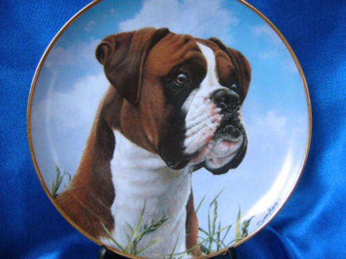 Stunning Brambury Mint `His Masters Call` Boxer Dog Plate LTD *
