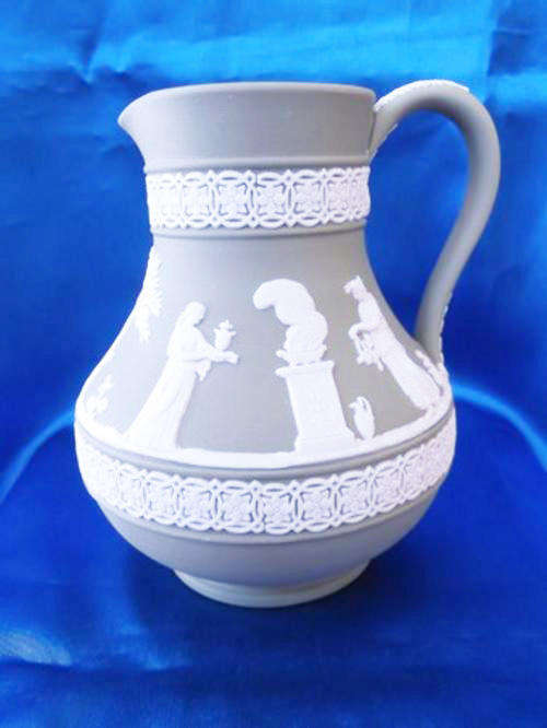Vintage Wedgwood Jasper Large Sage Green Jug  #