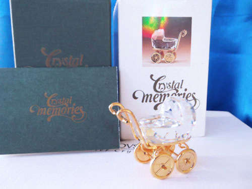 Swarovski Crystal Memories Moments Pram Gold Plated