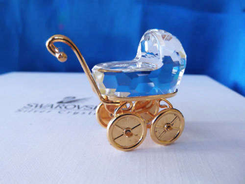Swarovski Crystal Memories Moments Pram Gold Plated