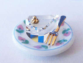 Swarovski Crystal Memories Moments Slice Cake Plate and Fork Set Gold Plated