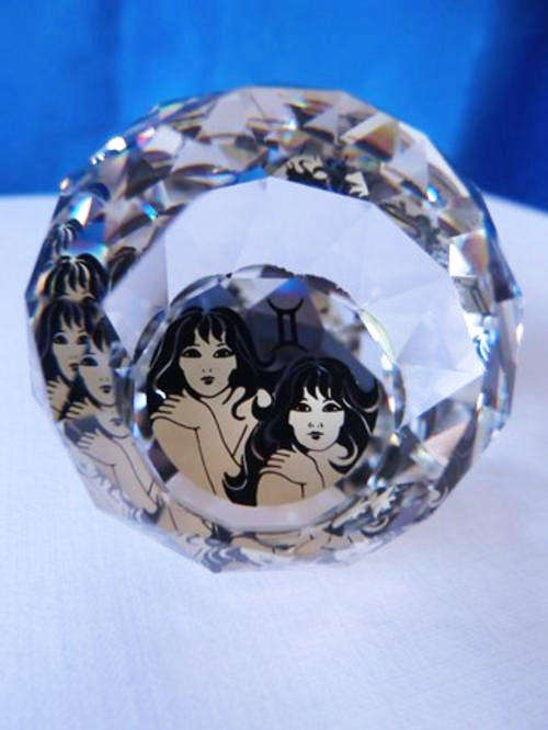 SWAROVSKI CRYSTAL 40mm ZODIAC PAPERWEIGHT - GEMINI  RETIRED *