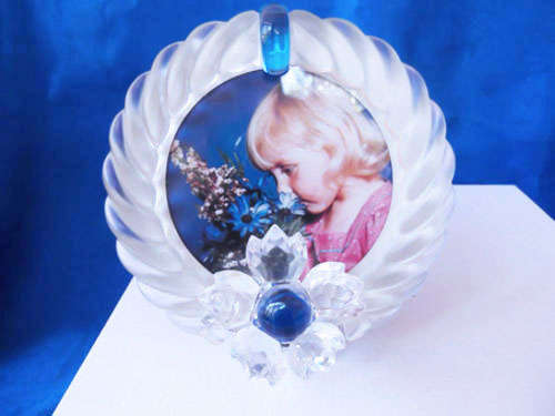 Swarovski Crystal Blue Flower Picture Frame Exquisite Accents