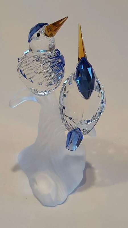SWAROVSKI CRYSTAL MALACHITE KINGFISHERS 623323 RETIRED RARE