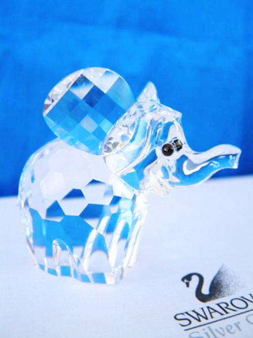 SWAROVSKI CRYSTAL LARGE ELEPHANT FROSTED TAIL RET'D MIB
