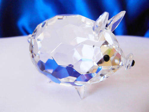 Stunning Cut Glass Crystal  Large Pig