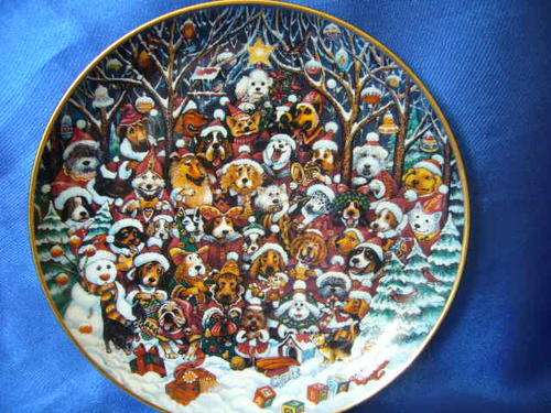 **** Franklin Mint Santa Paws Hundred's of Dogs Plate limited Edition ****