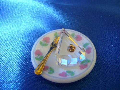 GENUINE Swarovski Crystal Plate Fork and Piece of Cake