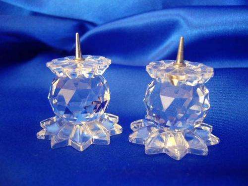 GENUINE Swarovski Silver Crystal Candle Holders x 2