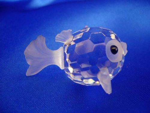 Swarovski Crystal Small Blowfish -  Block Logo.