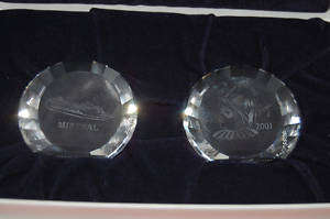 GENUINE  Swarovski Crystal 2001 Disc Paperweights set of 2