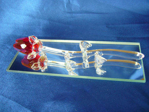 Stunning Cut Glass Crystal  Rose on mirror