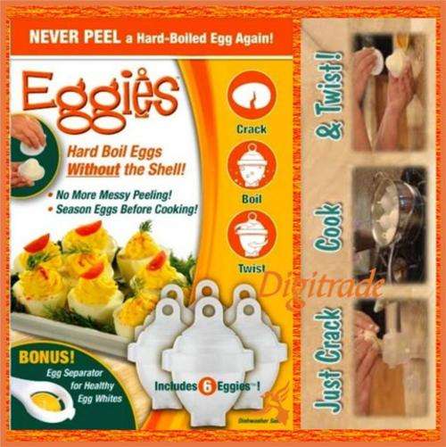 EGGIES - Never peel a hard-boiled egg again - Crack, Boil & Twist... Easy as 1,2,3!