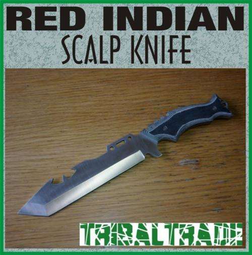 "RED INDIAN WARRIOR" SCALP KNIFE - Stainless Steel Blade - Nylon sheath. *UNIQUE IN ITS CLASS!!*