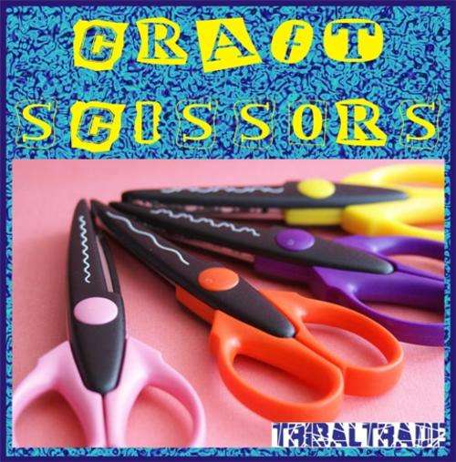 CRAFT SCISSORS - 6 PIECE - Decorative Wave Lace Edges in different designs - Multi-Colored.