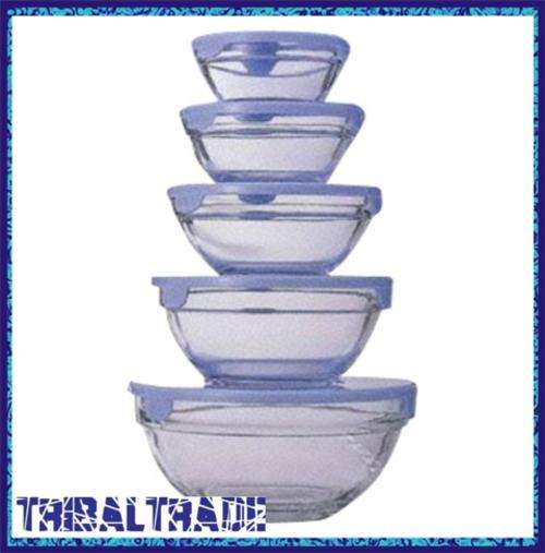 12 x 5PIECE HEAT RESISTANT GLASS BOWL SETS - Microwave & Freezer Safe - Food Containers with Lids!