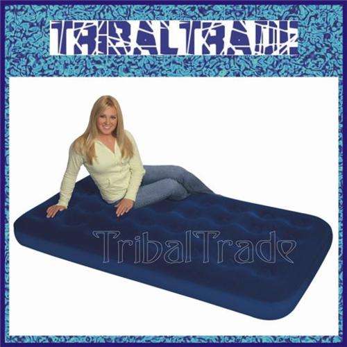 FLOCKED AIR BED - TWIN SIZE 192 x 97 x 23 cm - CAMPING / FISHING / SLEEPOVERS - Easy to use!!!