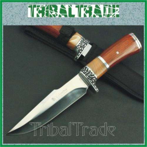 2 to GO!! COLUMBIA HK-315B GRIZZLY FIXED BLADE KNIFE - 270mm Length - Colorwood Handle.