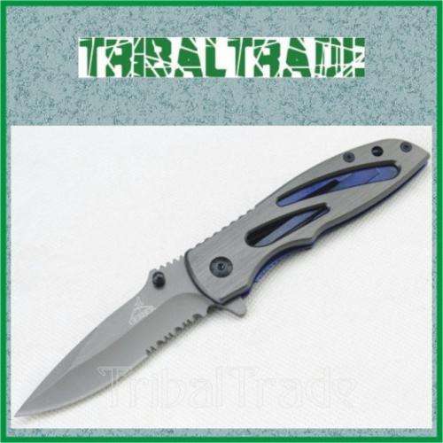 2 to GO!! GERBER X21 LOCKING LINER KNIFE - Steel Handle, Titanium Plated Blade - WELL BALANCED!!